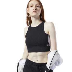 Crop Top Damskie Reebok Meet You There Czarne PL 63ZKSUD